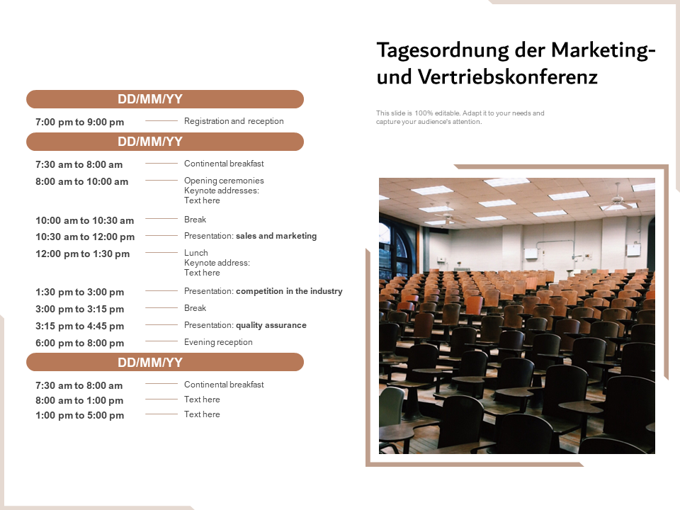 Tagesordnung der Marketing- und Vertriebskonferenz