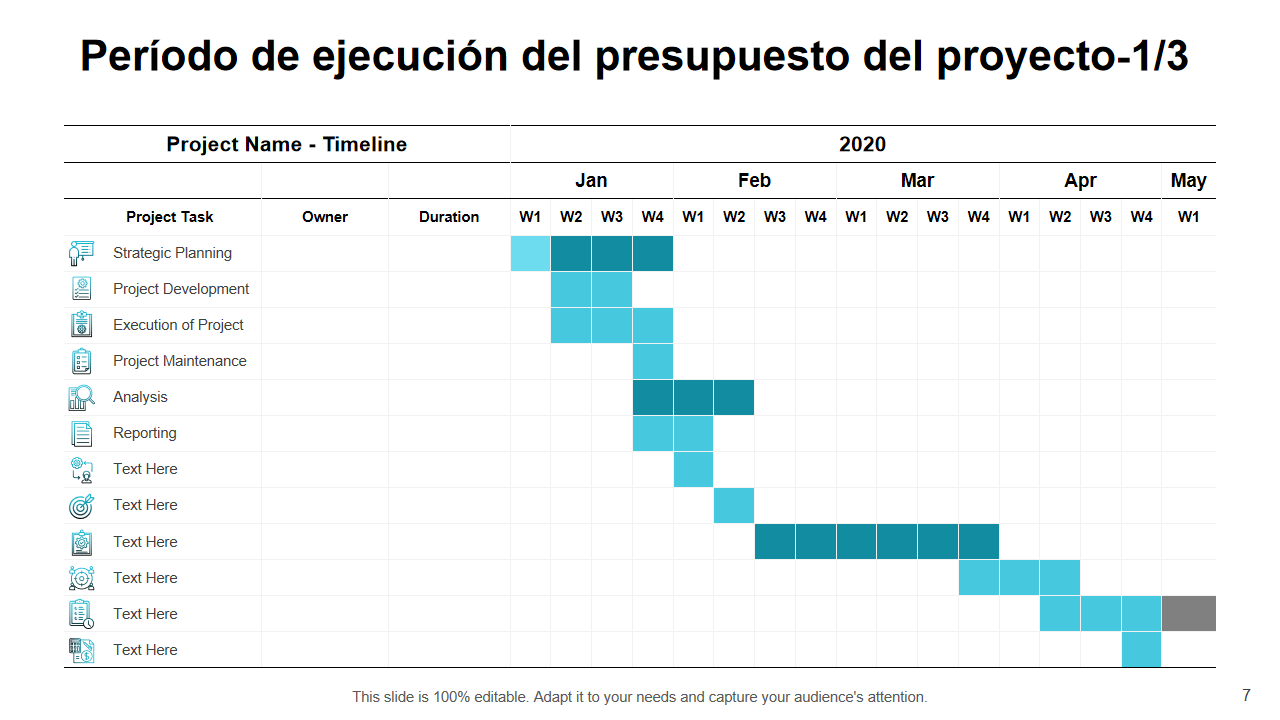 Per&iacute;odo de ejecuci&oacute;n del presupuesto del proyecto