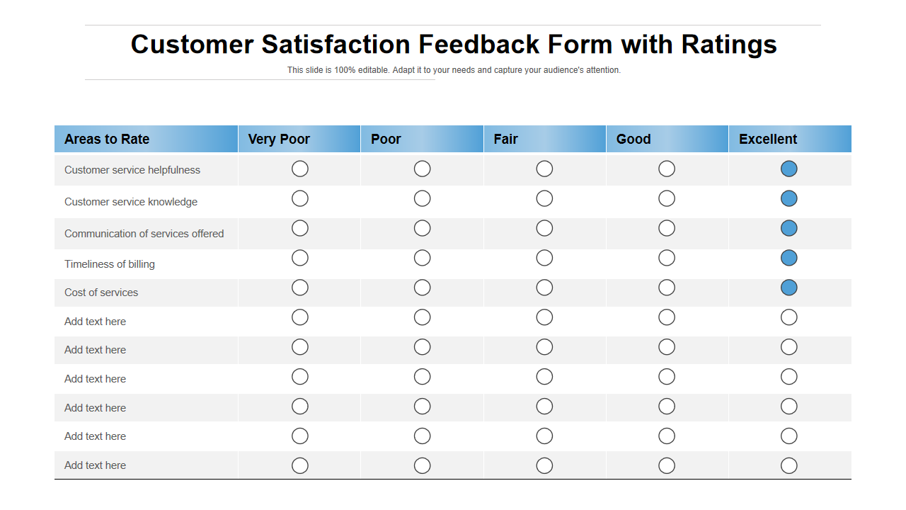 Customer Satisfaction Feedback Form with Ratings