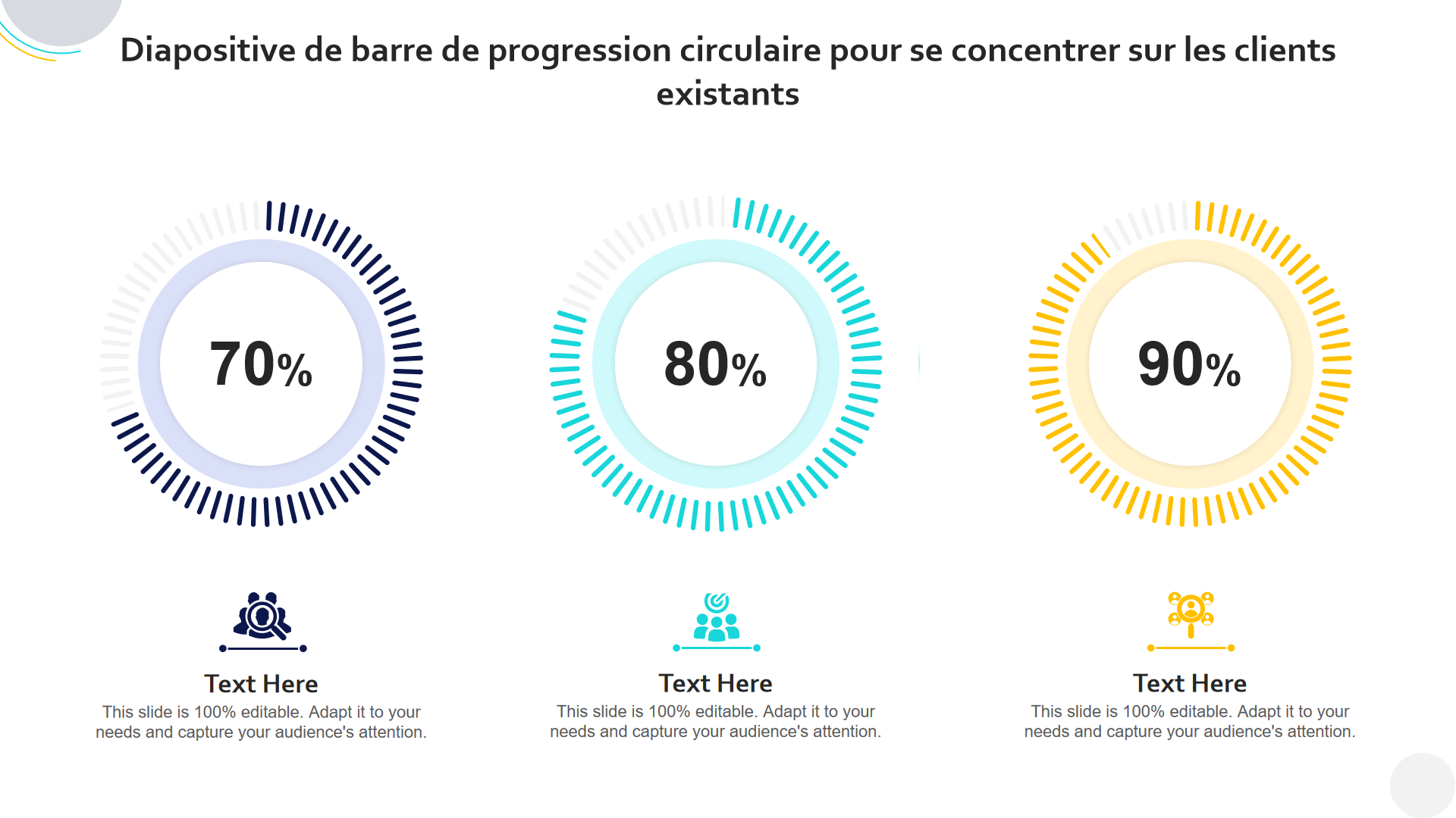 Diapositive de barre de progression circulaire pour se concentrer sur les clients existants Diapositive de barre de progression circulaire pour se concentrer sur les clients existants