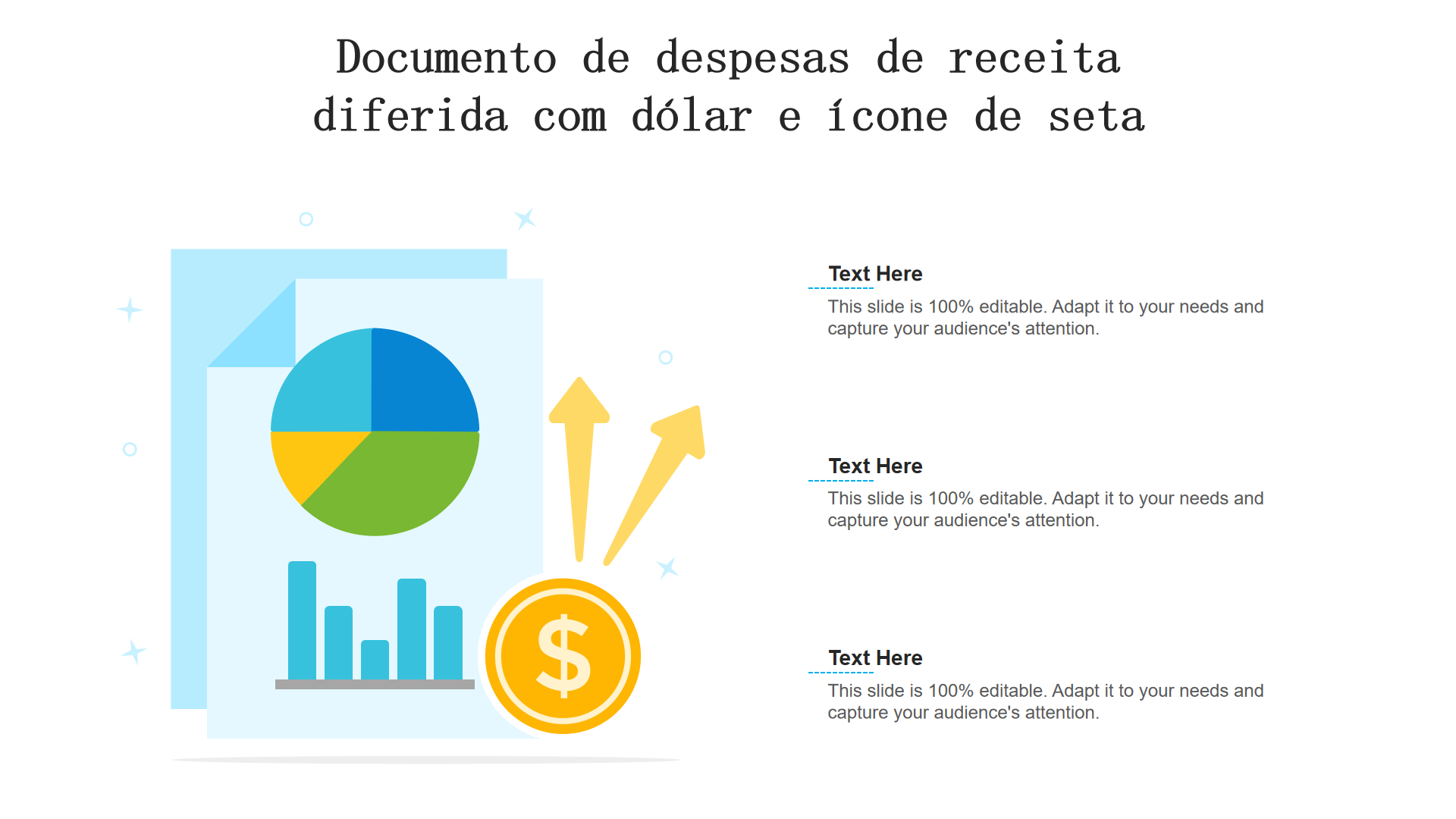 Documento de despesas de receita diferida com d&oacute;lar e &iacute;cone de seta 