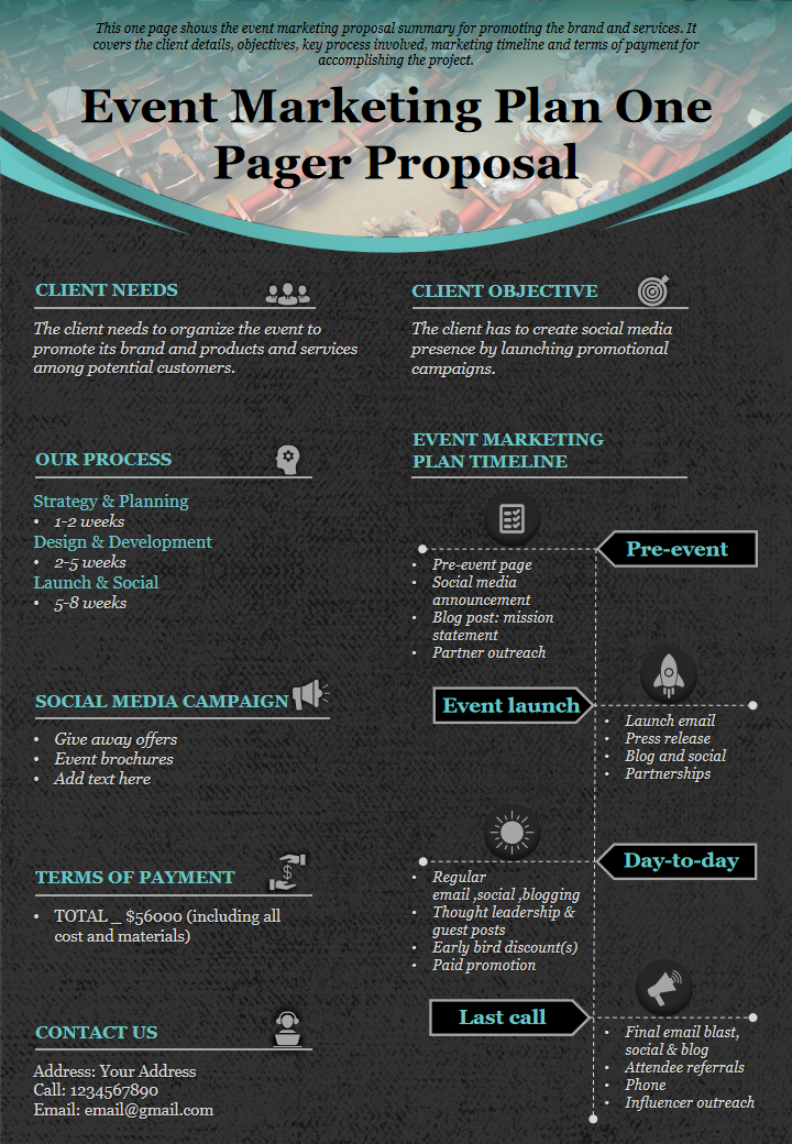 Event Marketing Plan One Pager Proposal 