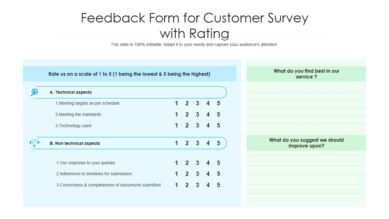 Feedback Form for Customer Survey with Rating