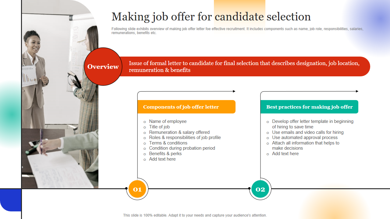 Making job offer for candidate selection 