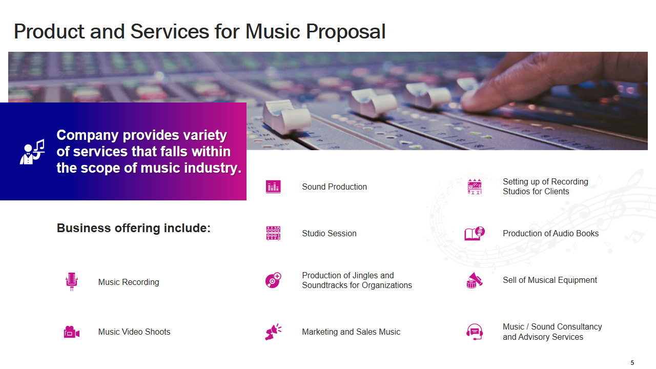 Product and Services for Music Proposal 