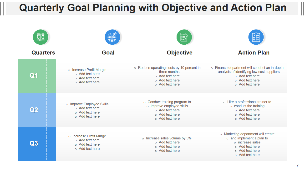 Quarterly Goal Planning with Objective and Action Plan 
