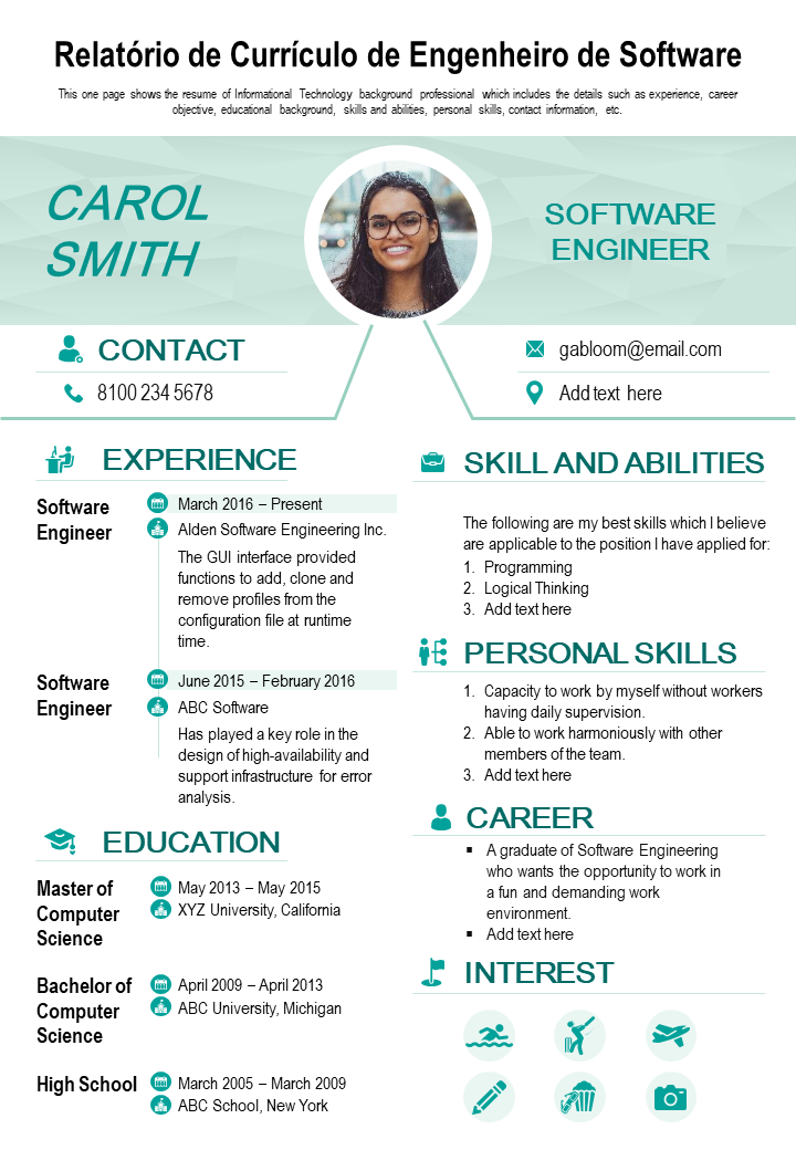 Relatório de Currículo de Engenheiro de Software Relatório de Currículo de Engenheiro de Software