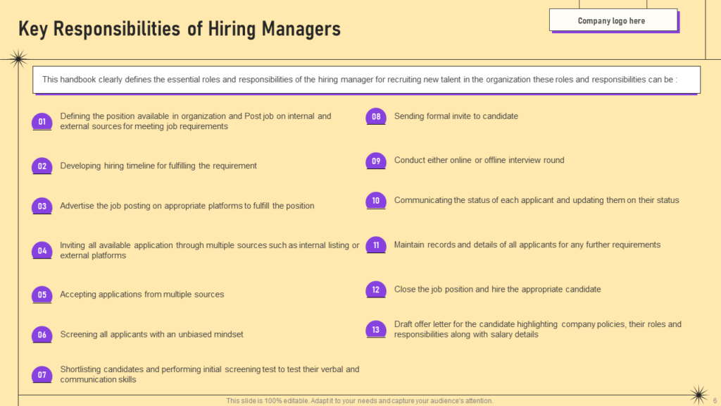 Key Responsibilities of HR Manager Template