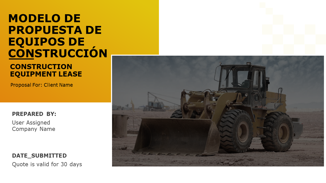 Plantilla de propuesta de equipo de construcci&oacute;n Diapositivas de presentaci&oacute;n de PowerPoint