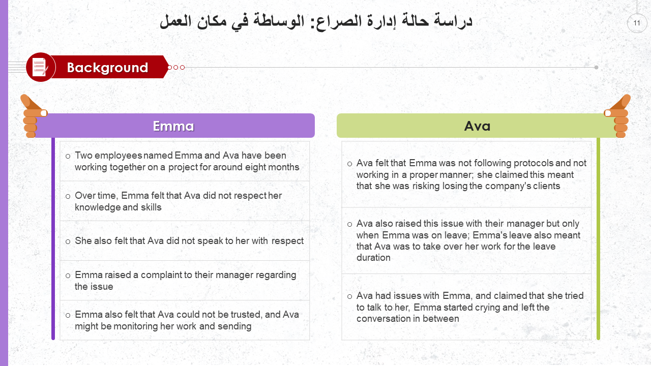دراسة حالة إدارة الصراع الوساطة في مكان العم