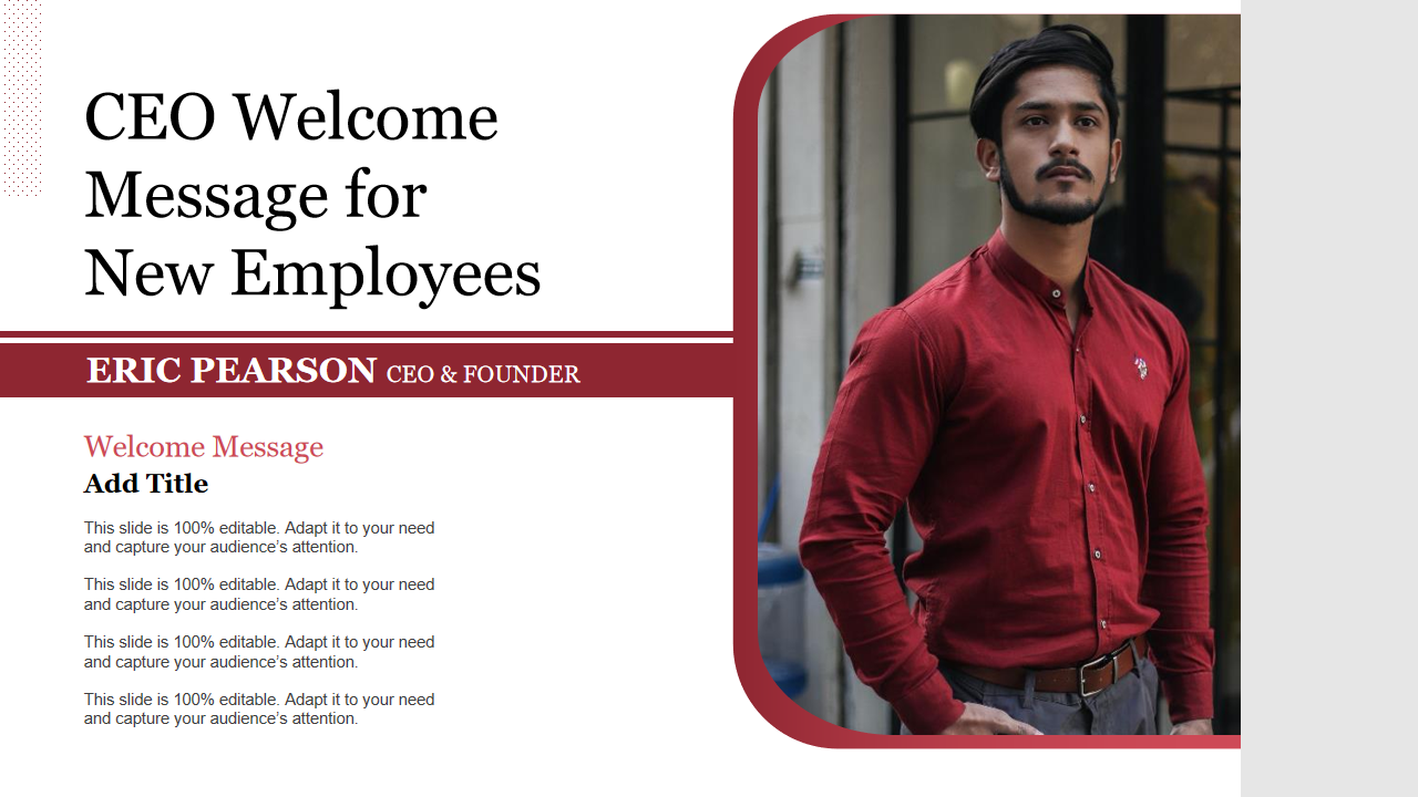 CEO Welcome message for new employees