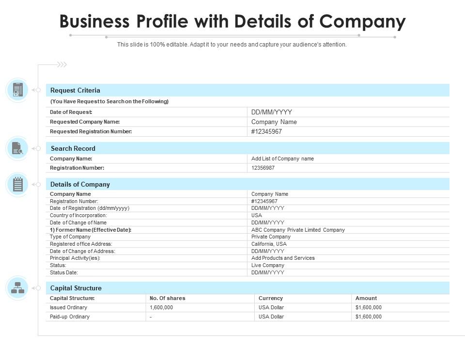 Profile with Details of Company