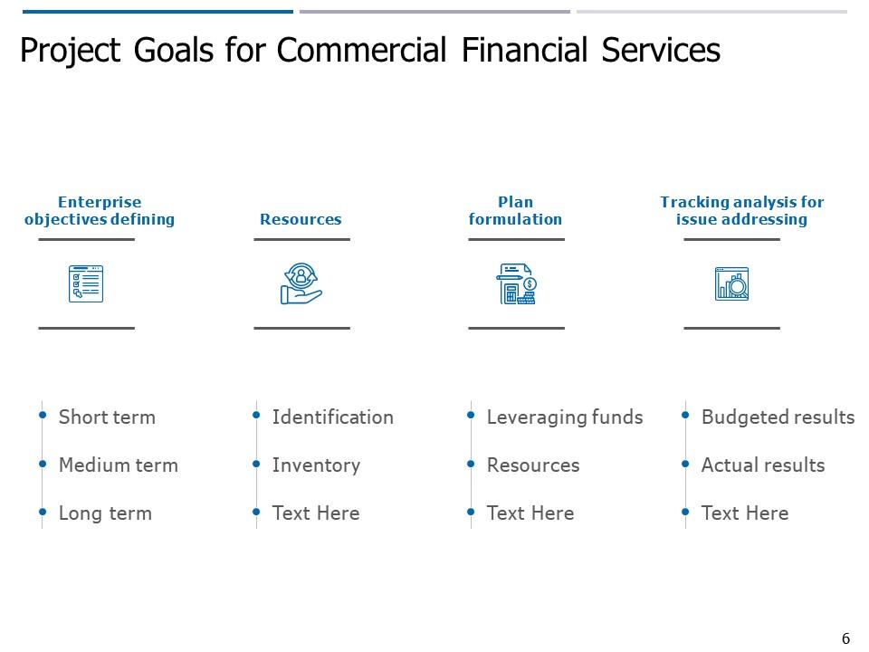 Project Goals for Commercial Financial Services