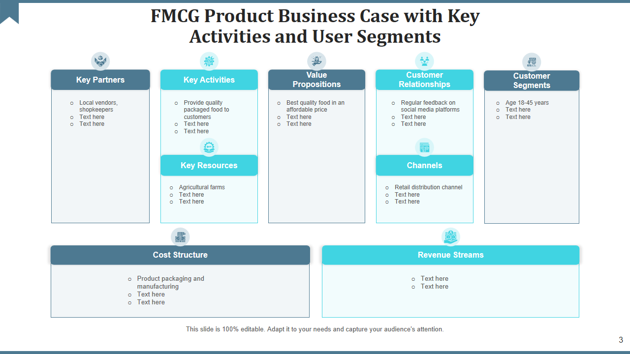 FMCG Product Business Case with Key Activities and User Segments