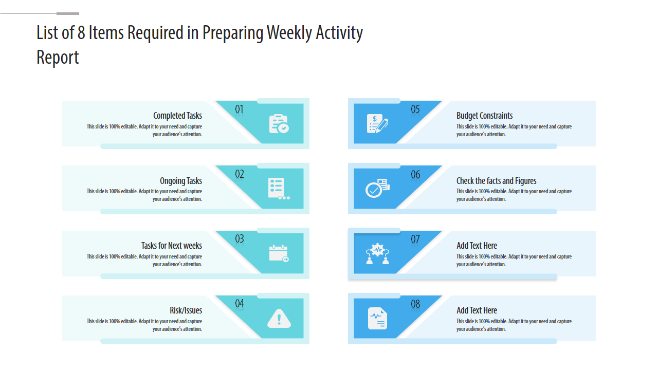 List of 8 Items Required in Preparing Weekly Activity Report 