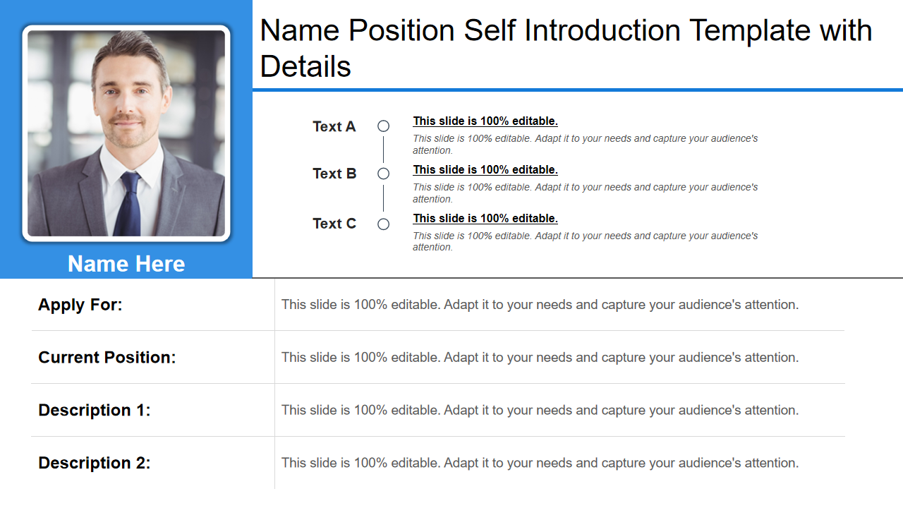 Name Position Self Introduction Template with Details