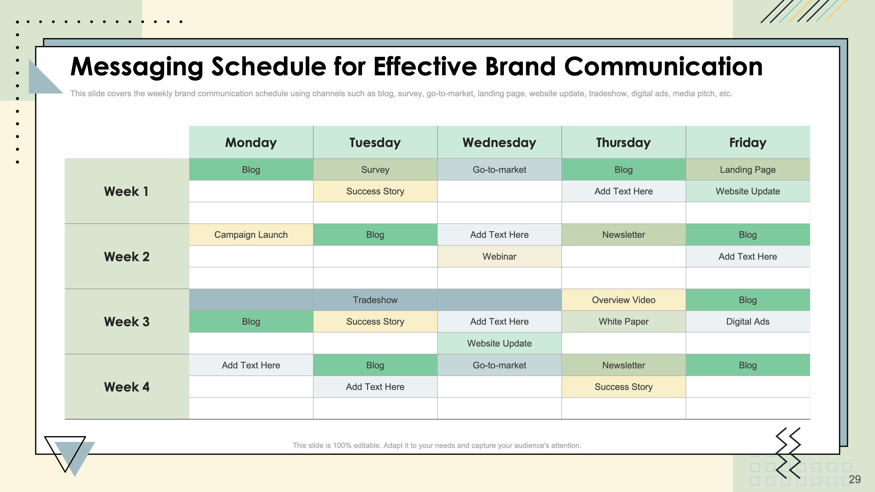 Messaging Schedule for Effective Brand Communication 