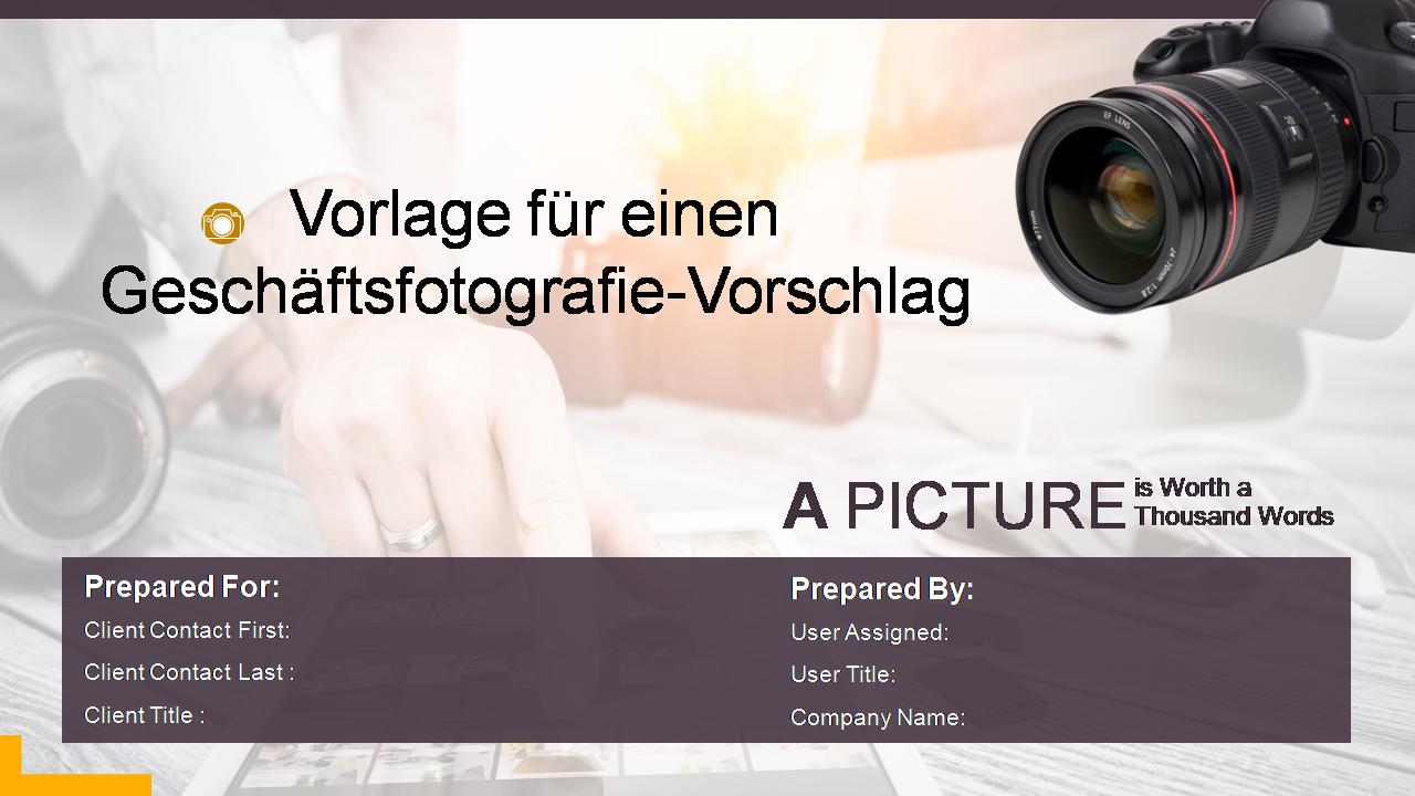 Vorlage f&uuml;r einen Gesch&auml;ftsfotografie-Vorschlag 