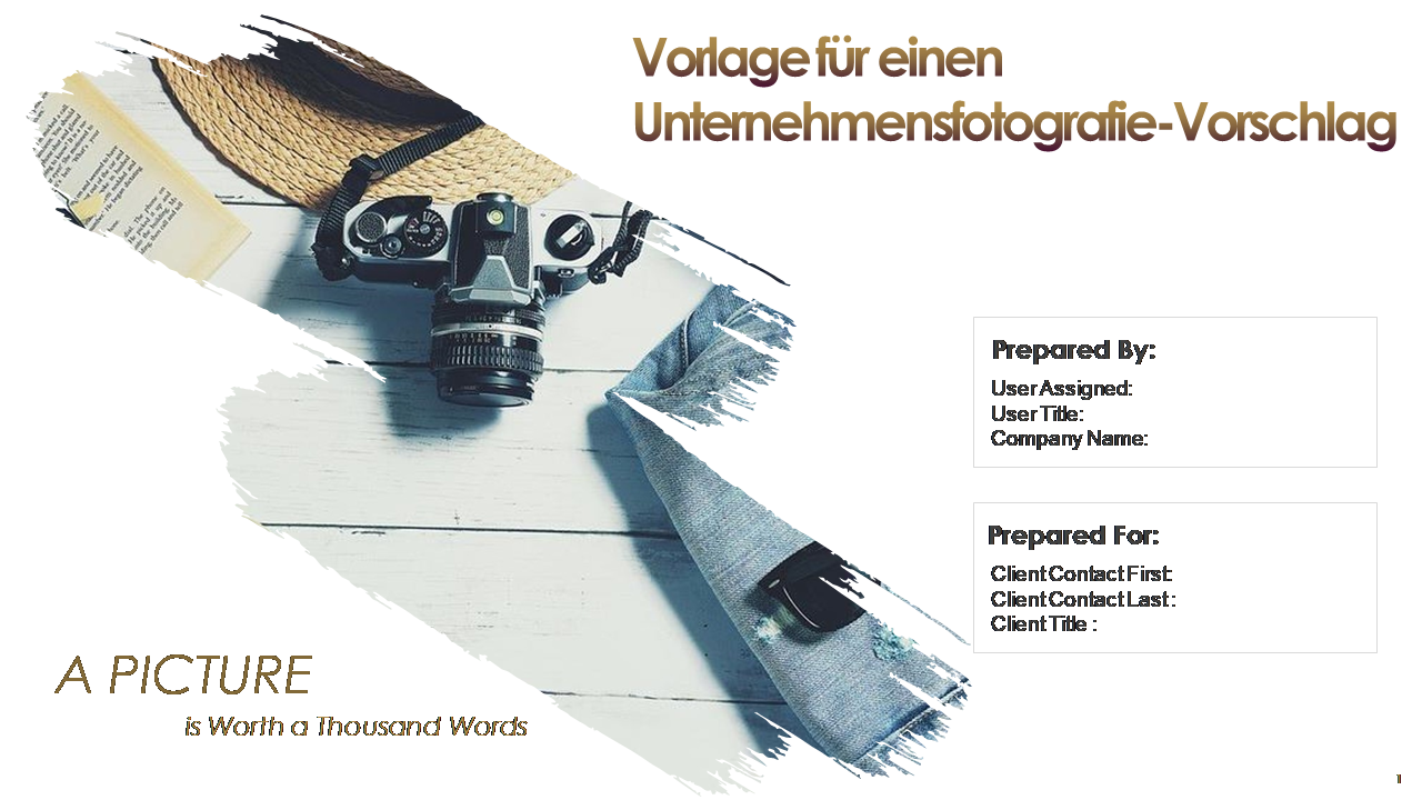 Vorlage f&uuml;r einen Unternehmensfotografie-Vorschlag 