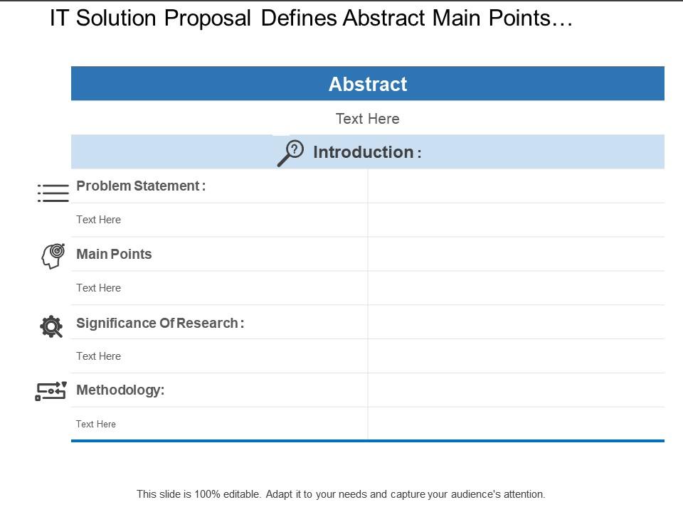 IT Solution Proposal Defines Abstract Main Points