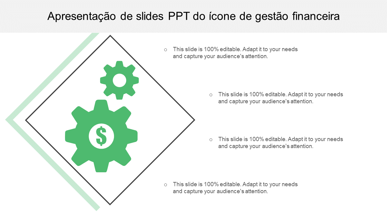Apresentação de slides PPT do ícone de gestão financeira 