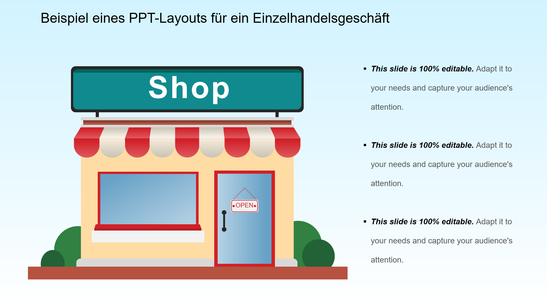 Beispiel eines PPT-Layouts für ein Einzelhandelsgeschäft