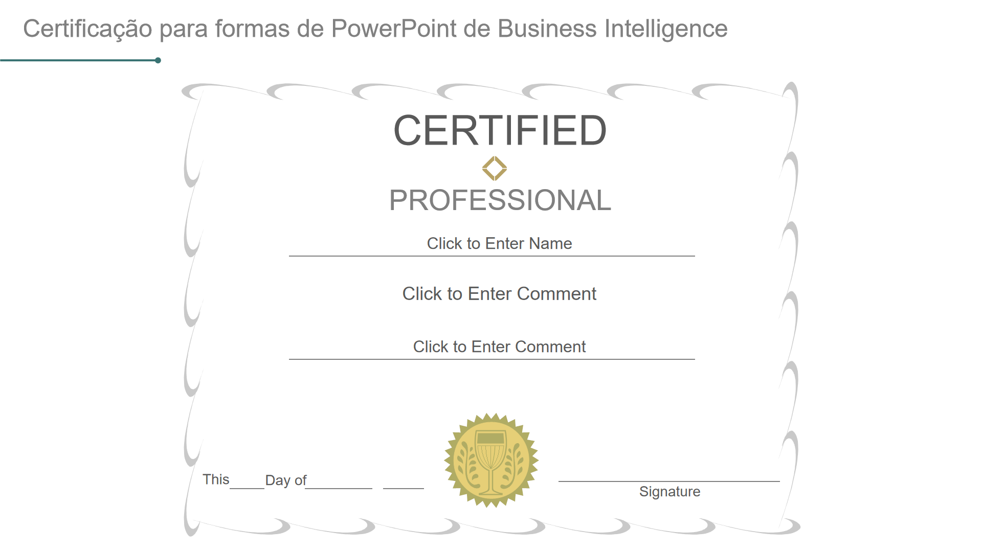 Certificação para formas de PowerPoint de Business Intelligence