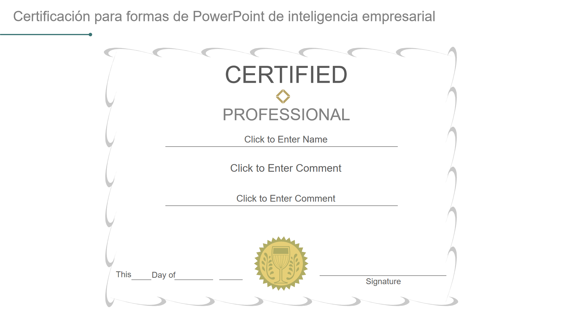 Certificación para formas de PowerPoint de inteligencia empresarial