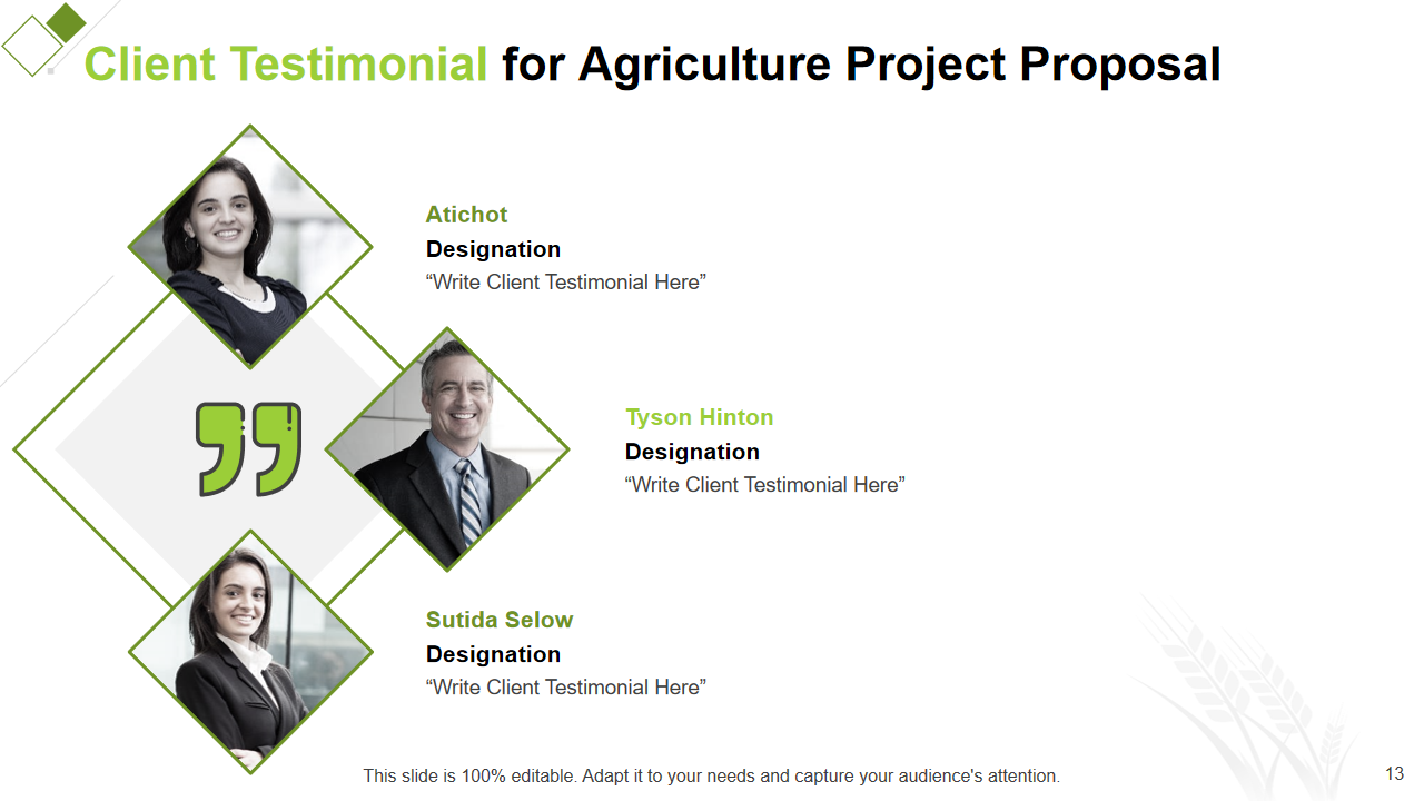 Client Testimonial for Agriculture Project Proposal