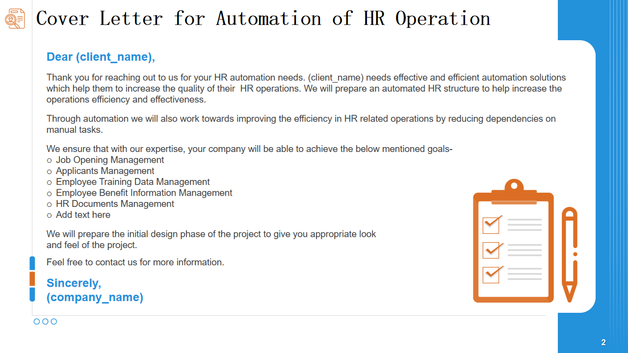 Cover Letter for Automation of HR Operation