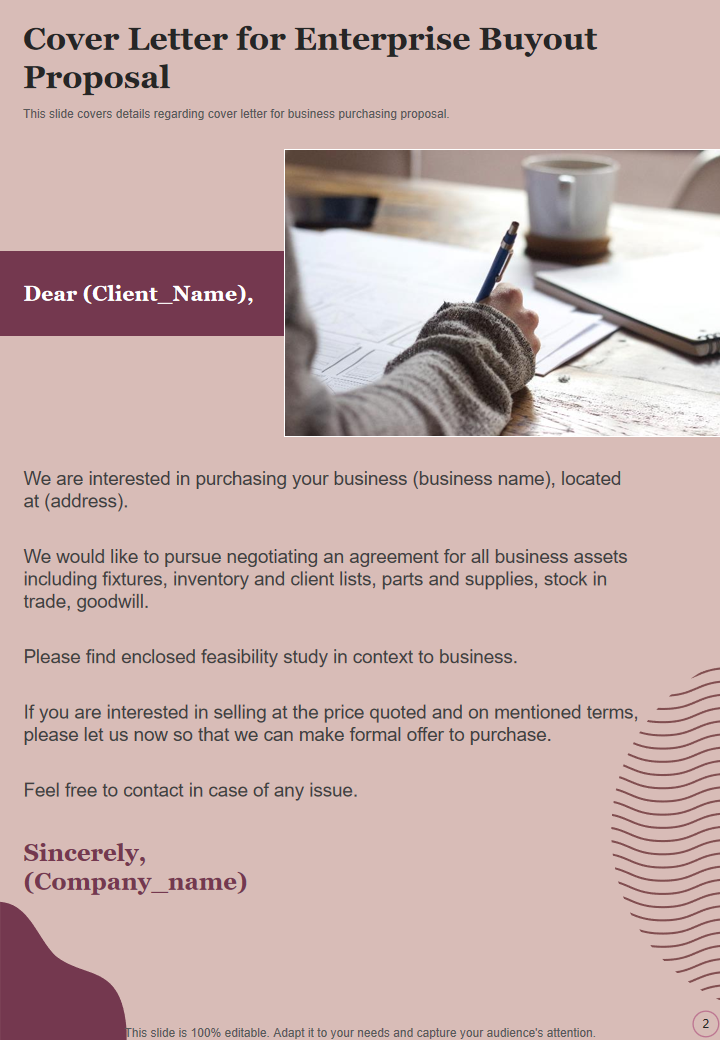 Cover Letter for Enterprise Buyout Proposal