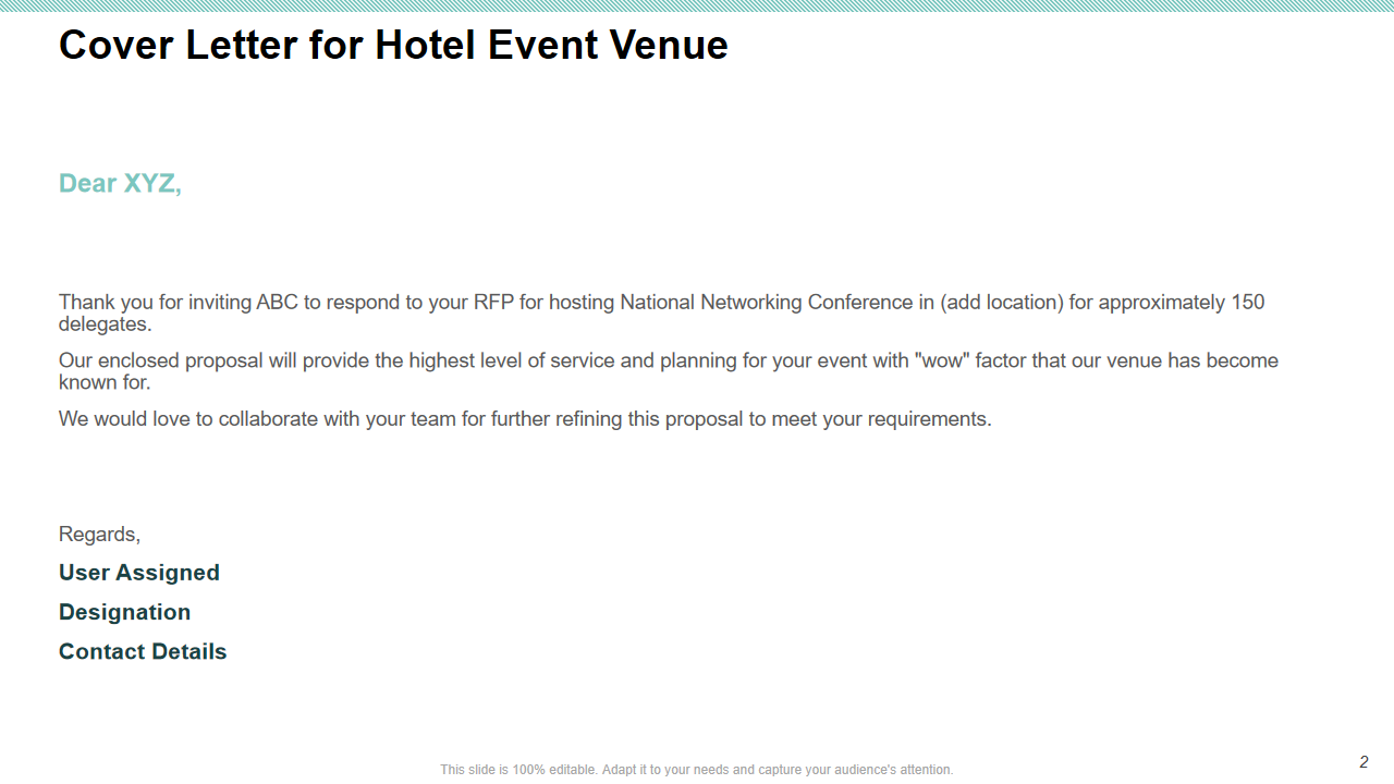 Cover Letter for Hotel Event Venue