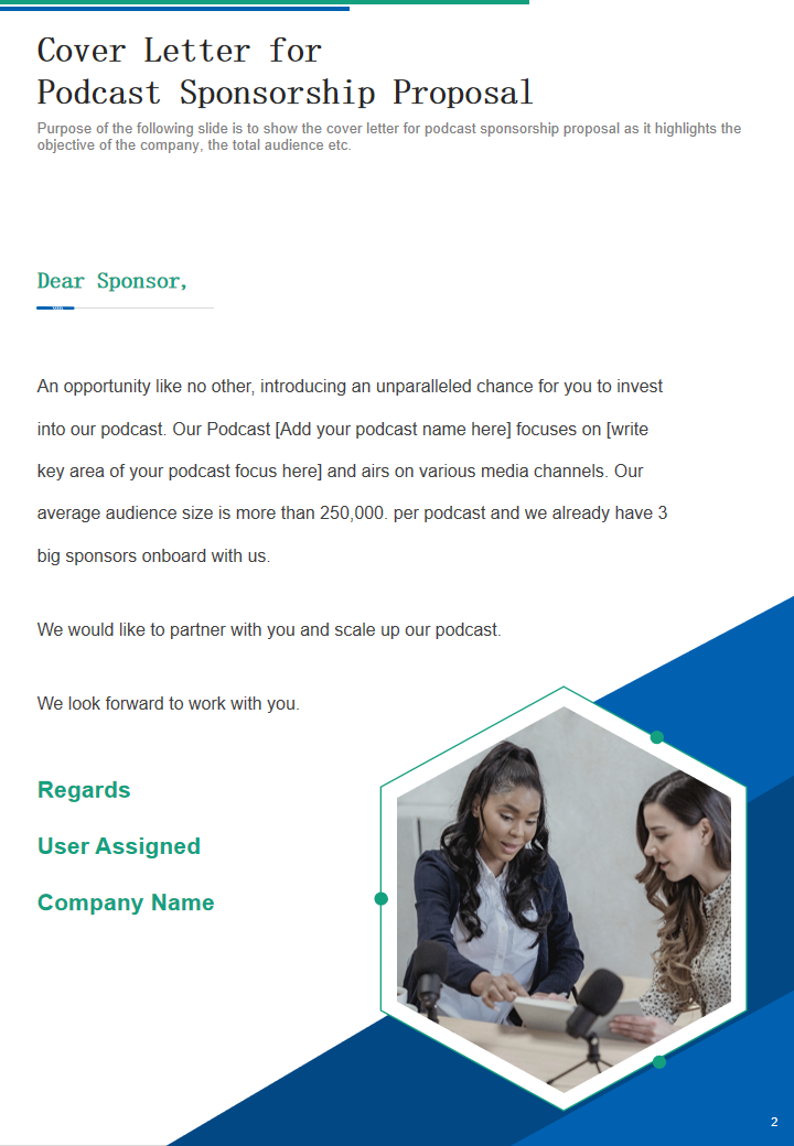 Cover Letter for Podcast Sponsorship Proposal