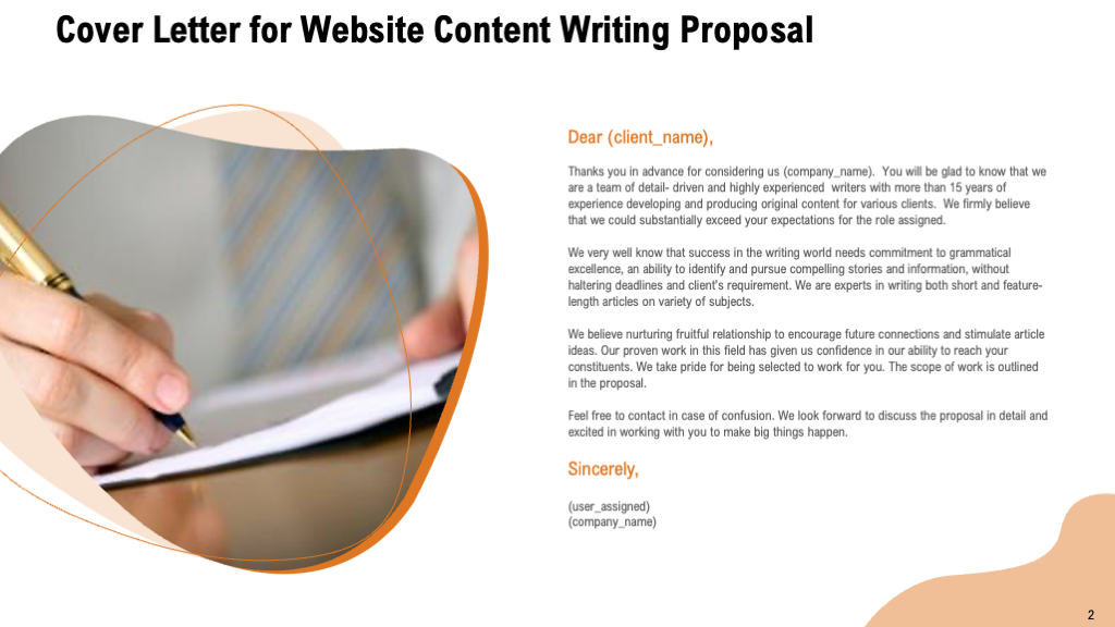 Cover Letter for Website Content Writing Proposal