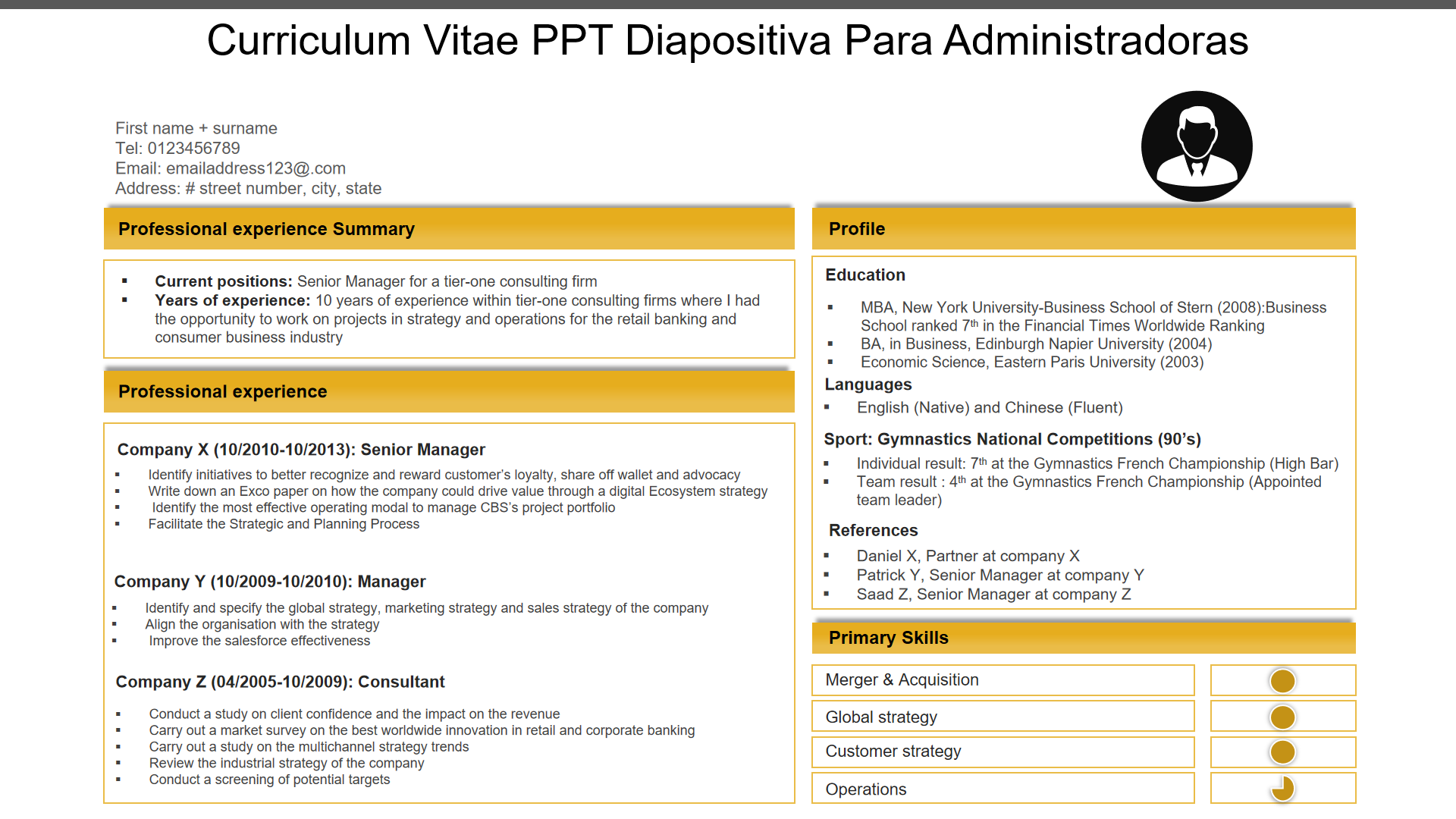 Curriculum Vitae PPT Diapositiva Para Administradoras