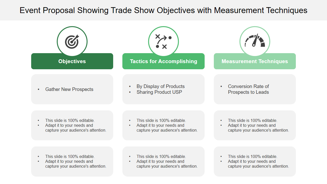 Event Proposal Showing Trade Show Objectives with Measurement Techniques