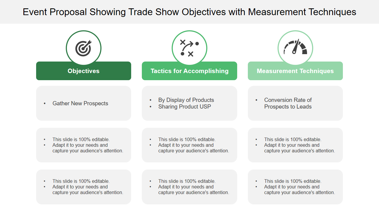 Event Proposal Showing Trade Show Objectives with Measurement Techniques Event Proposal Showing Trade Show Objectives with Measurement Techniques