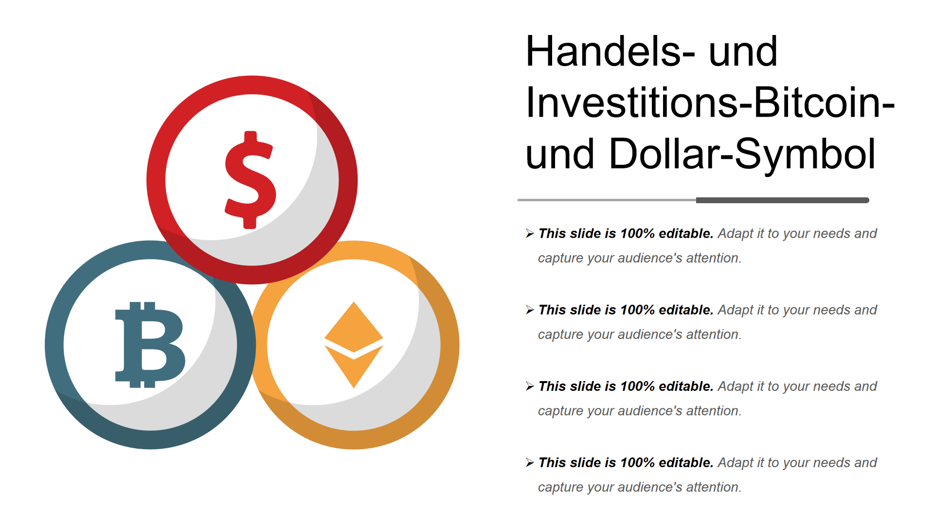 Handels- und Investitions-Bitcoin- und Dollar-Symbol