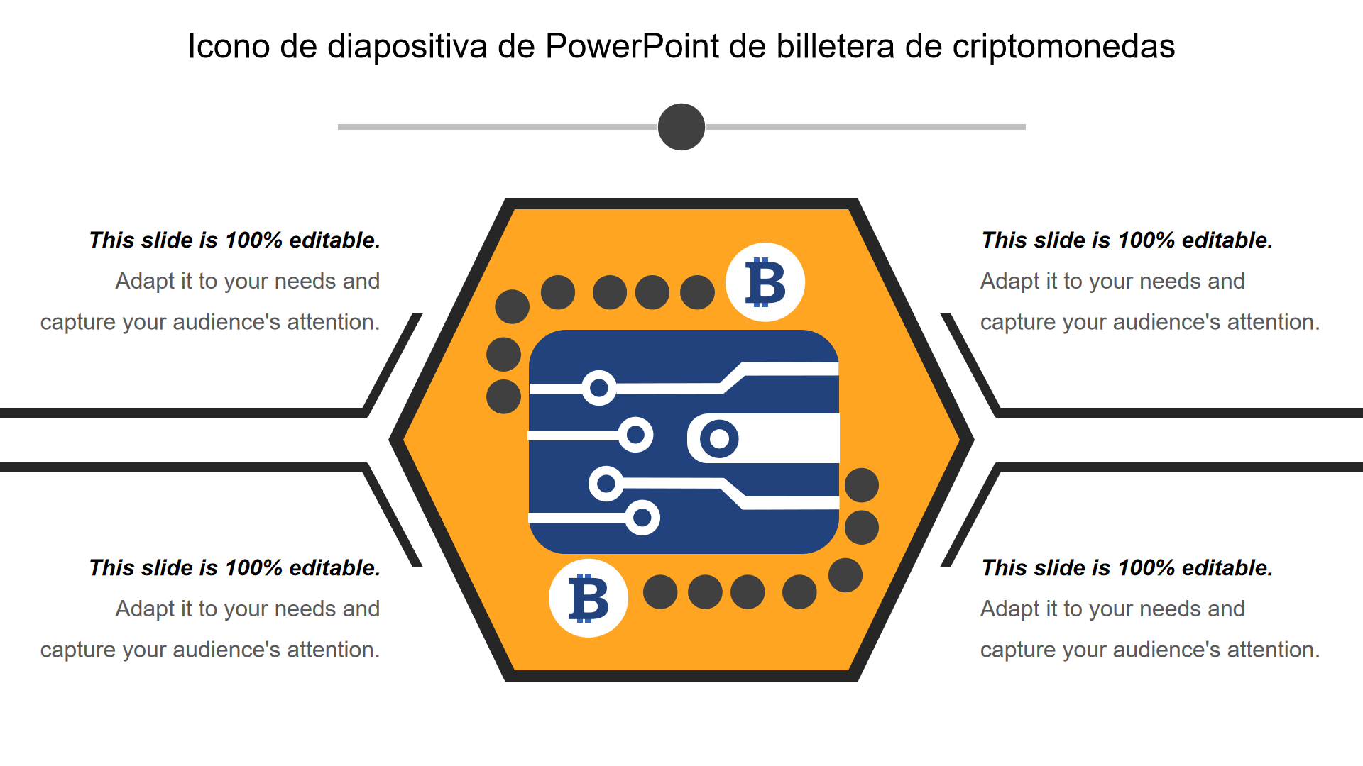 Icono de diapositiva de PowerPoint de billetera de criptomonedas