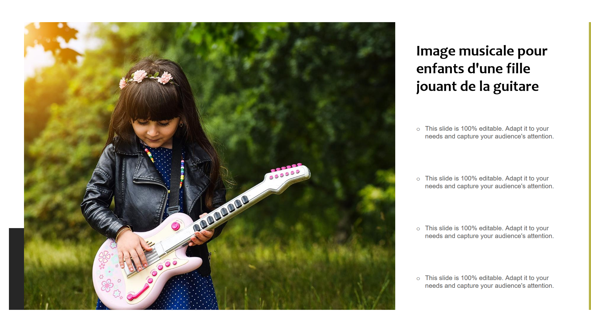 Image musicale pour enfants d'une fille jouant de la guitare