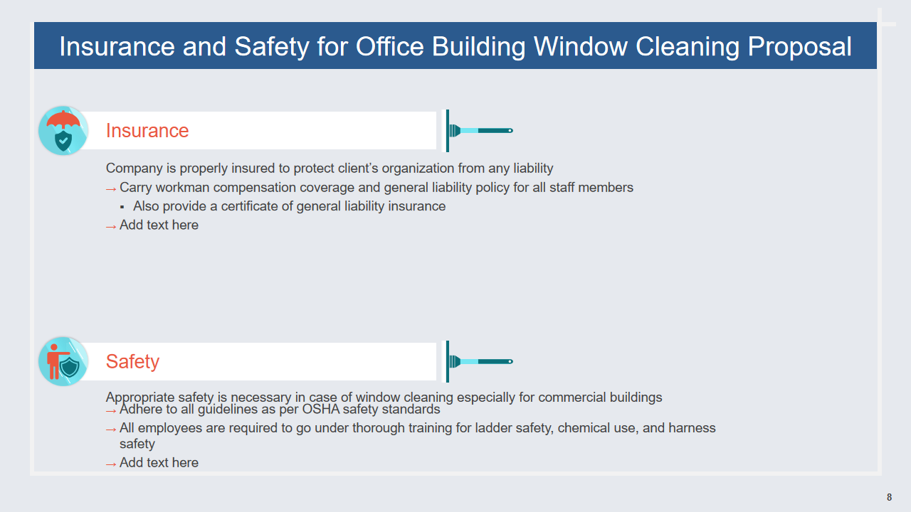 Insurance and Safety for Office Building Window Cleaning Proposal