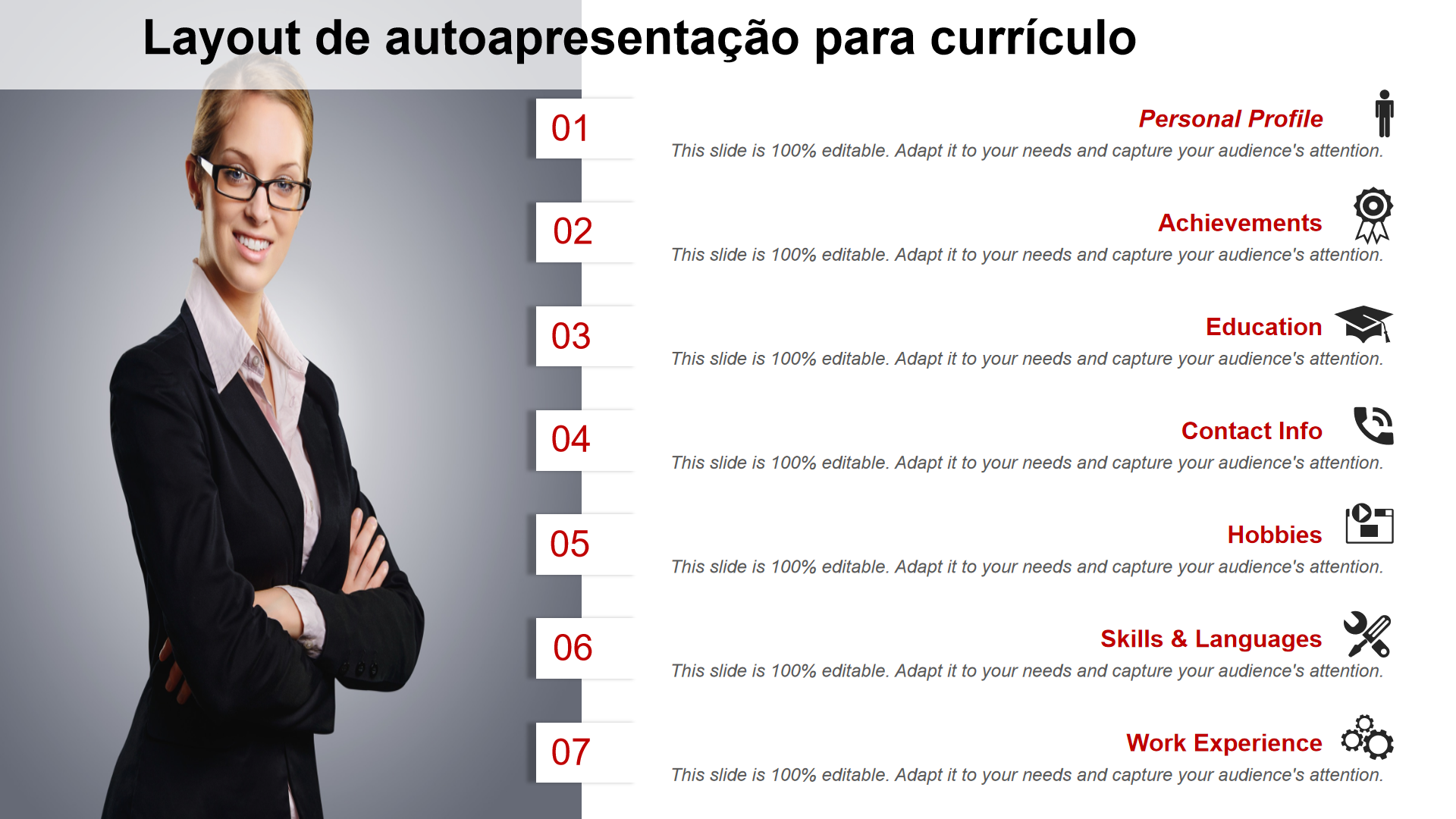 Layout de autoapresentação para currículo Layout de autoapresentação para currículo