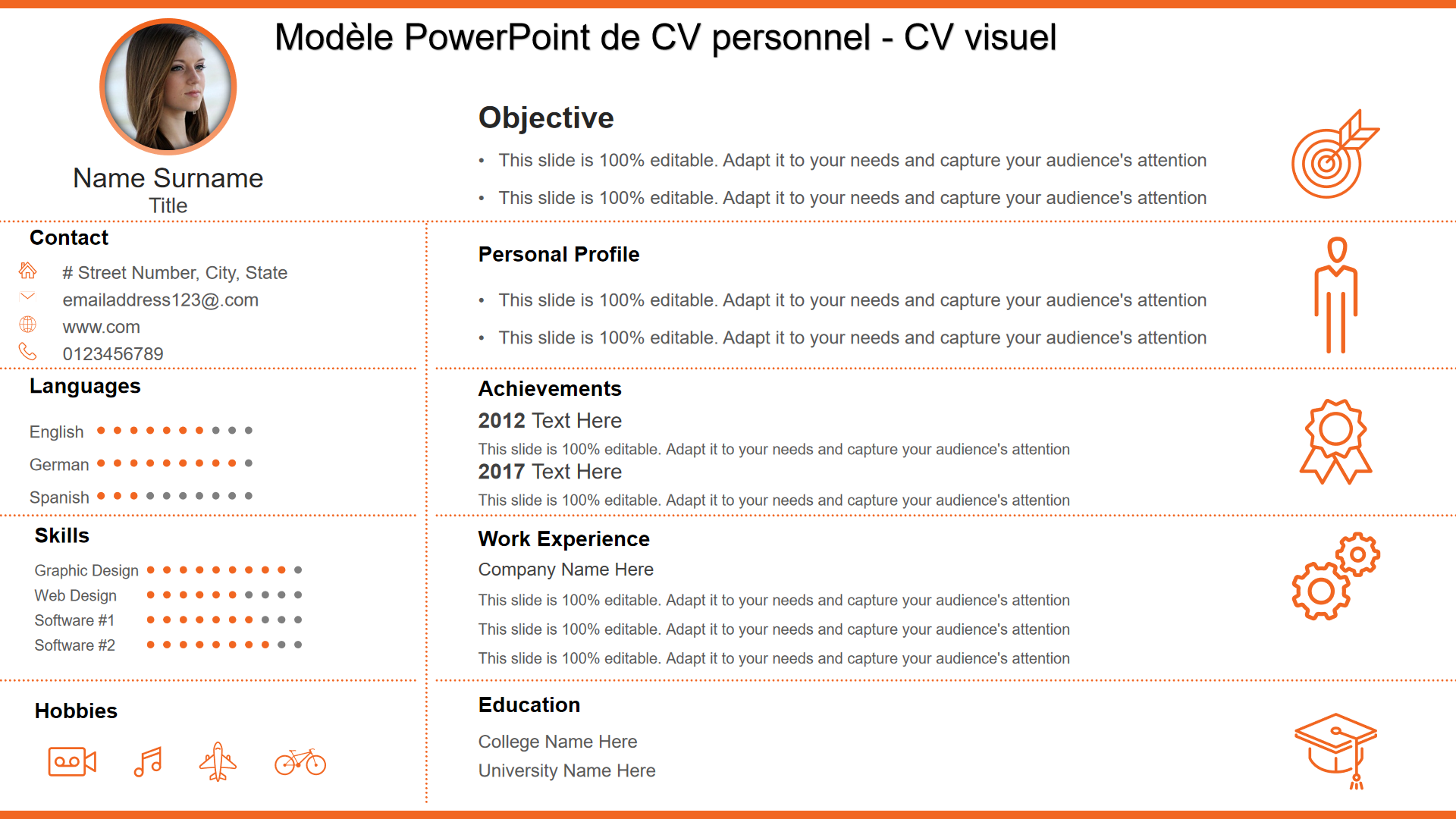 Modèle PowerPoint de CV personnel - CV visuel