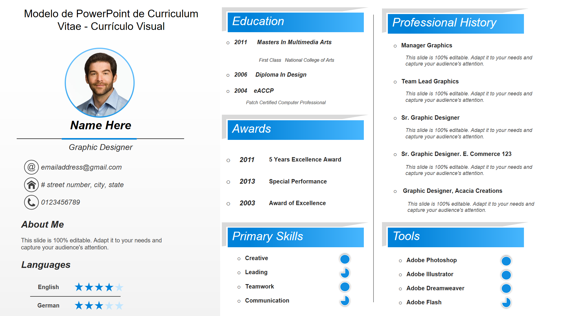 Modelo de PowerPoint de Curriculum Vitae - Currículo Visual