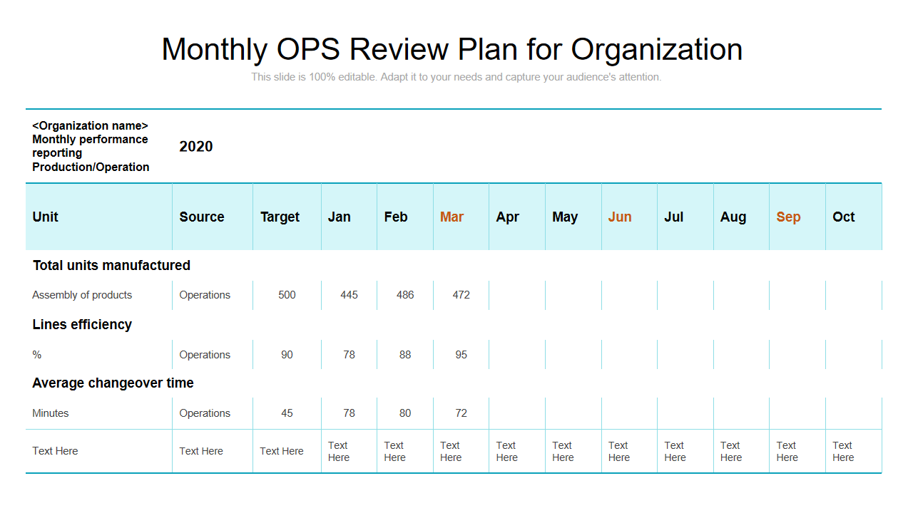 Monthly OPS Review Plan for Organization