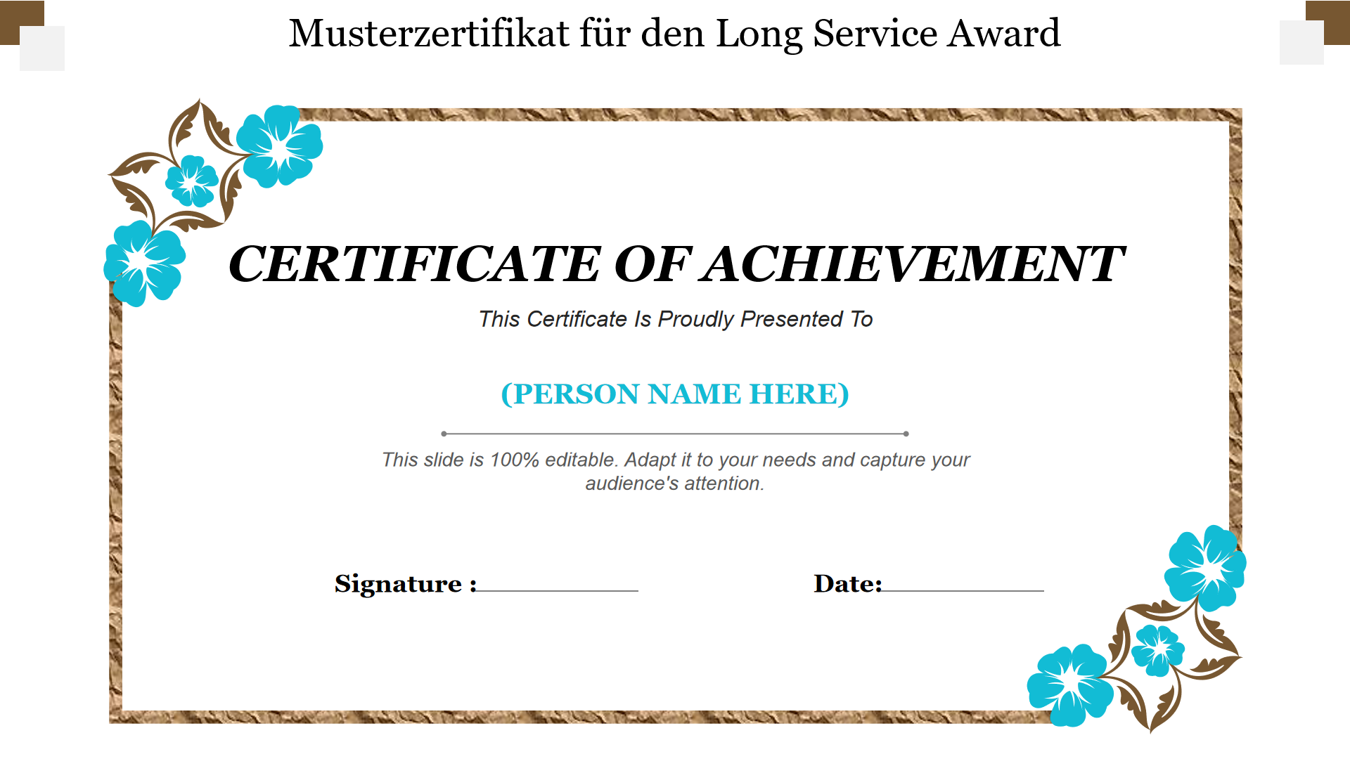 Musterzertifikat für den Long Service Award