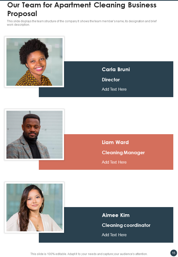 Our Team for Apartment Cleaning Business Proposal