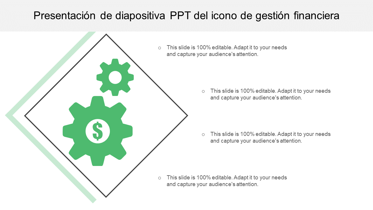 Presentación de diapositiva PPT del icono de gestión financiera 