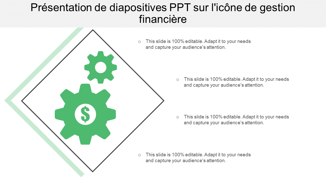 Présentation de diapositives PPT sur l'icône de gestion financière 