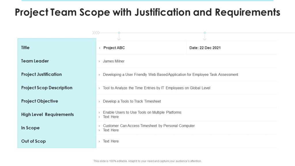 Project Team Scope with Justification Template